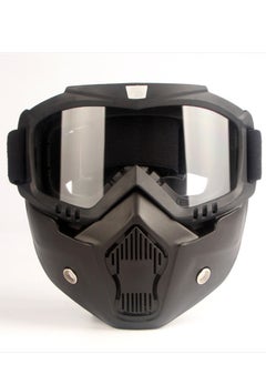 Generic Detachable Mask Motorcycle Goggles,Adjustable Non-Slip Strap Retro Harley Helmet Mask  - Image 1