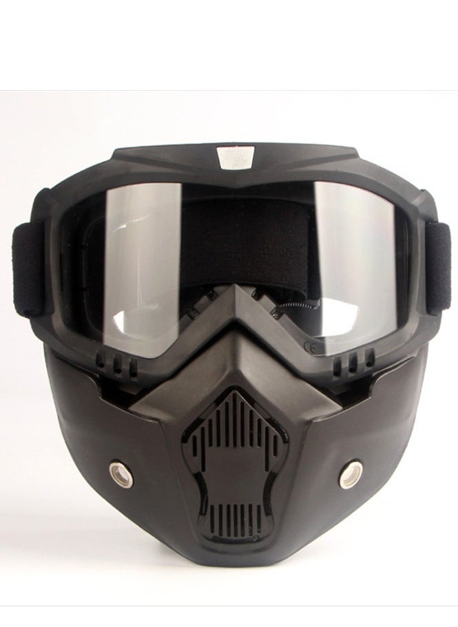 Generic Detachable Mask Motorcycle Goggles,Adjustable Non-Slip Strap Retro Harley Helmet Mask  - Image 1