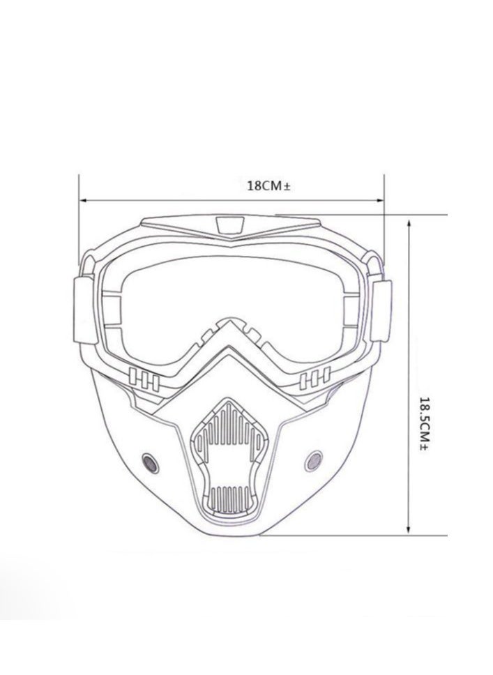 Generic Detachable Mask Motorcycle Goggles,Adjustable Non-Slip Strap Retro Harley Helmet Mask  - Image 5