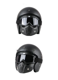 Generic Detachable Mask Motorcycle Goggles,Adjustable Non-Slip Strap Retro Harley Helmet Mask  - Image 4