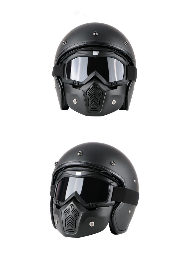 Generic Detachable Mask Motorcycle Goggles,Adjustable Non-Slip Strap Retro Harley Helmet Mask  - Image 4