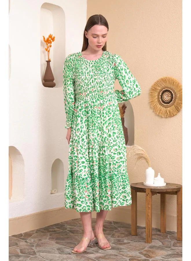 Hoxton Gal Smocked Leopard Dress