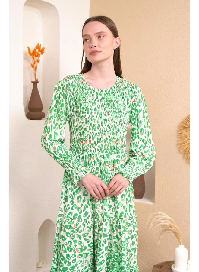 Hoxton Gal Smocked Leopard Dress