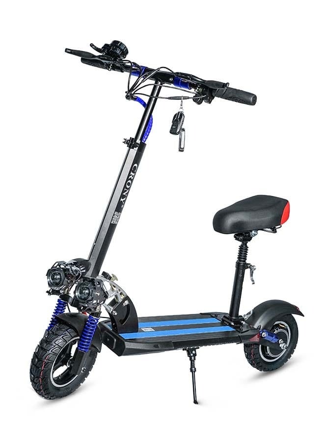 كروني ChatGPT said: سكوتر كهربائي CRONY V10 Pro سريع الأداء للكبار والأطفال، سكوتر كهربائي لجميع التضاريس والطرق الوعرة مزود بمحرك بقوة 1200 واط وهيكل من الألمنيوم، بسرعة تتراوح بين 20-40 كم/ساعة، يتحمل وزنًا أقصى يصل إلى 120 كجم، بتصميم مناسب للصحراء – اللون: أزرق. - Image 1