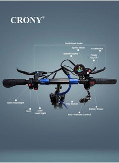 Crony CRONY V10 Pro Fast Speed Electric Scooter for Adults Kids, Off-Road All-Terrain E-Scooter with 1200W Motor & Aluminum Frame, 20-40KM/H Speed, 120KG Max Load, Desert-Ready Design-Blue  - Image 3