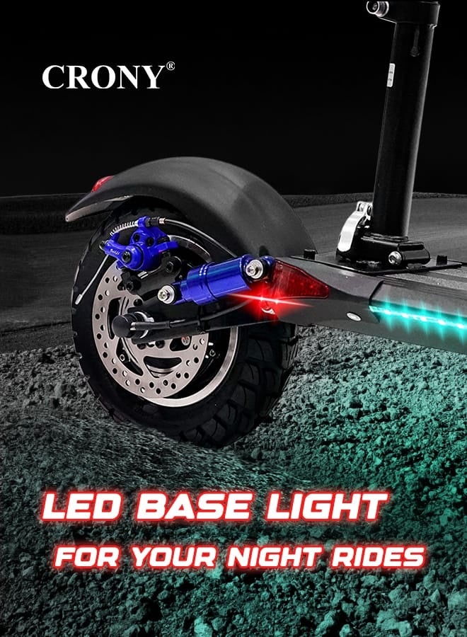 كروني ChatGPT said: سكوتر كهربائي CRONY V10 Pro سريع الأداء للكبار والأطفال، سكوتر كهربائي لجميع التضاريس والطرق الوعرة مزود بمحرك بقوة 1200 واط وهيكل من الألمنيوم، بسرعة تتراوح بين 20-40 كم/ساعة، يتحمل وزنًا أقصى يصل إلى 120 كجم، بتصميم مناسب للصحراء – اللون: أزرق. - Image 2