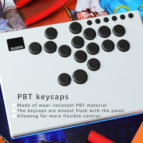 NLOFIN Leverless Arcade Stick 16Keys All-Button Leverless Controller,Custom RGB Arcade Fighting Stick for PS4/PS5/PC/Switch/Steam, Aluminum Controller Supports Hot-Swap&SOCD (White) - Image 4