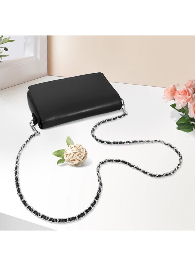 U+U Metal Chain Purse Straps Replacement Crossbody, 47" DIY Purse Chain Accessories, Crossbody Bag and Handbag Strap with Metal Buckles (Black & Silver) - Image 4