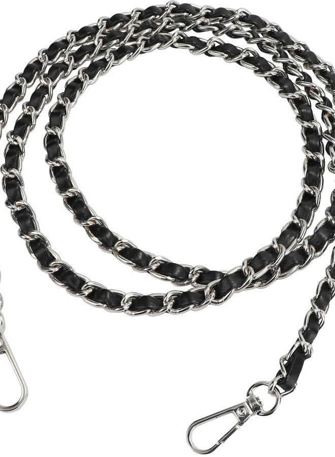 U+U Metal Chain Purse Straps Replacement Crossbody, 47" DIY Purse Chain Accessories, Crossbody Bag and Handbag Strap with Metal Buckles (Black & Silver) - Image 1
