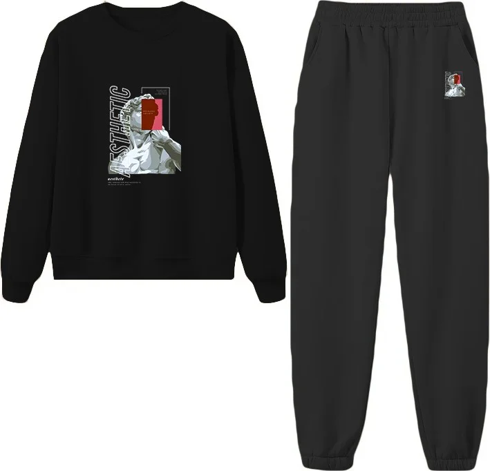 DogFish Tracksuit Set Athetic Printed Plus Size Bottom Top Set