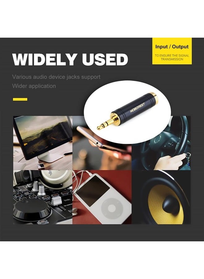 MOBOREST - 3.5mm M to 6.35mm F Stereo Pure Copper Adapter, 1/8 Inch Plug Male to 1/4 Inch Jack Female Stereo Adapter, Can be Used for Conversion Headphone adapte, amp adapte, Black Fashion 2-Pack - Image 1
