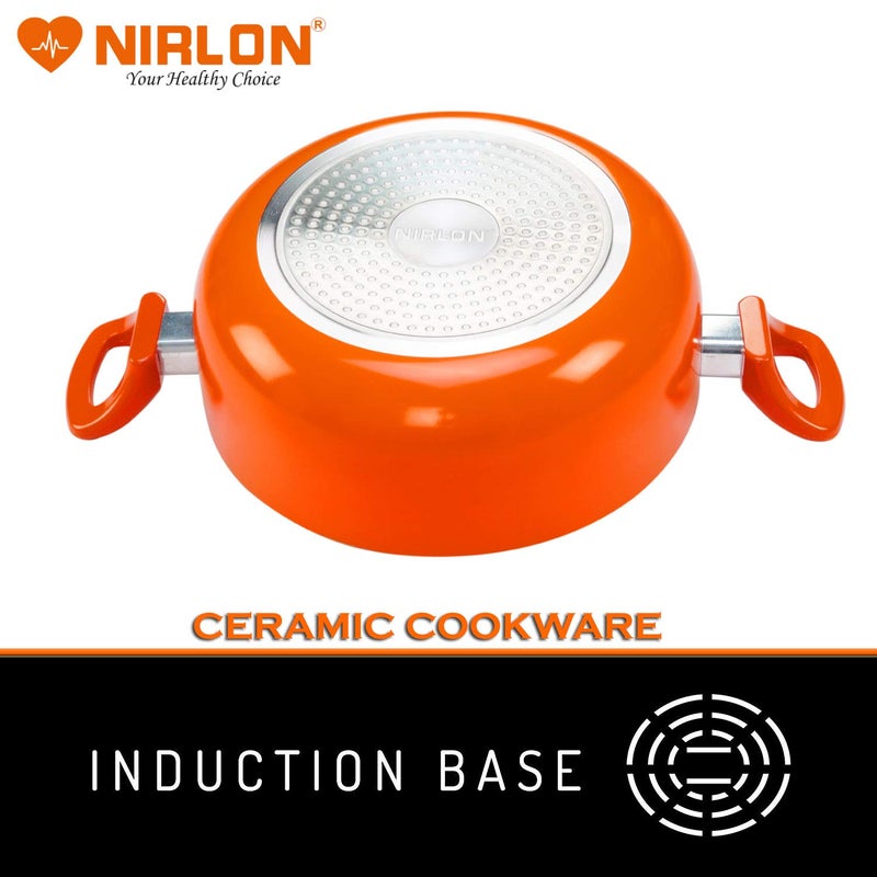 Nirlon Nirlon Non Stick Induction Casserole with Glass Lid, Orange - Image 4
