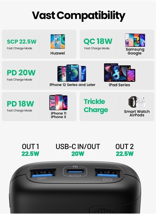 INIU - Portable Charger, Smallest 22.5W 10000mAh Power Bank, USB C in/Output Fast Charging 3-Output Mini Battery Pack Charger with Phone Holder for iPhone 15 14 13 12 11 Samsung S23 Google iPad Tablet - Image 1