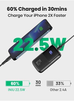 INIU Portable Charger, Smallest 22.5W 10000mAh Power Bank, USB C in/Output Fast Charging 3-Output Mini Battery Pack Charger with Phone Holder for iPhone 15 14 13 12 11 Samsung S23 Google iPad Tablet  - Image 2