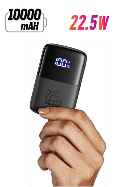Portable Charger, Smallest 22.5W 10000mAh Power Bank, USB C in/Output Fast Charging 3-Output Mini Battery Pack Charger with Phone Holder for iPhone 15 14 13 12 11 Samsung S23 Google iPad Tablet