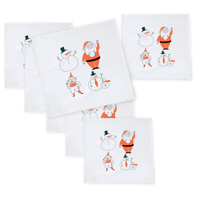 Khakee 6 Pcs Christmas Theme Tafta Silk Table Napkins 10x 10 for Xmas Decoration Christmas OrnamentsChristmas Gift npxmas201P - Image 1