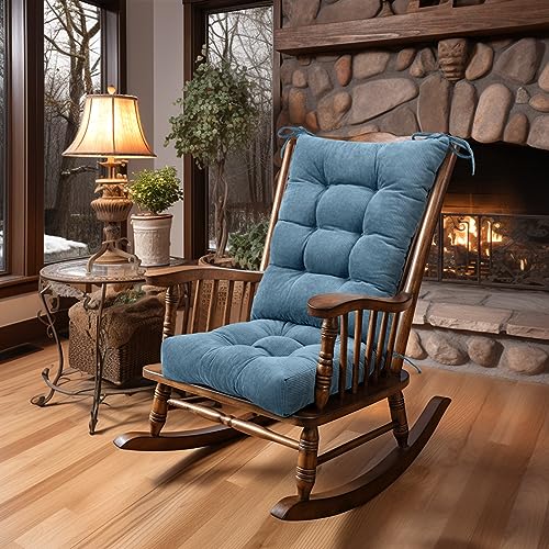 Lokex Rocking Chair Cushion OnlyTufted NonSlip Comfortable Rocking Chair Cushions Indoor with TiesStriped Rocking Chair Pads Blue 28x1818x18 - Image 1