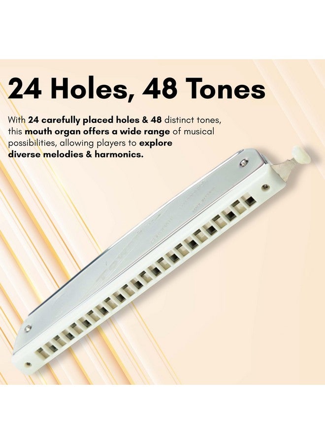Tower Tower Mouth Organ Harmonica 24 Holes Key-C With Scale Change Option, Silver  - Image 4