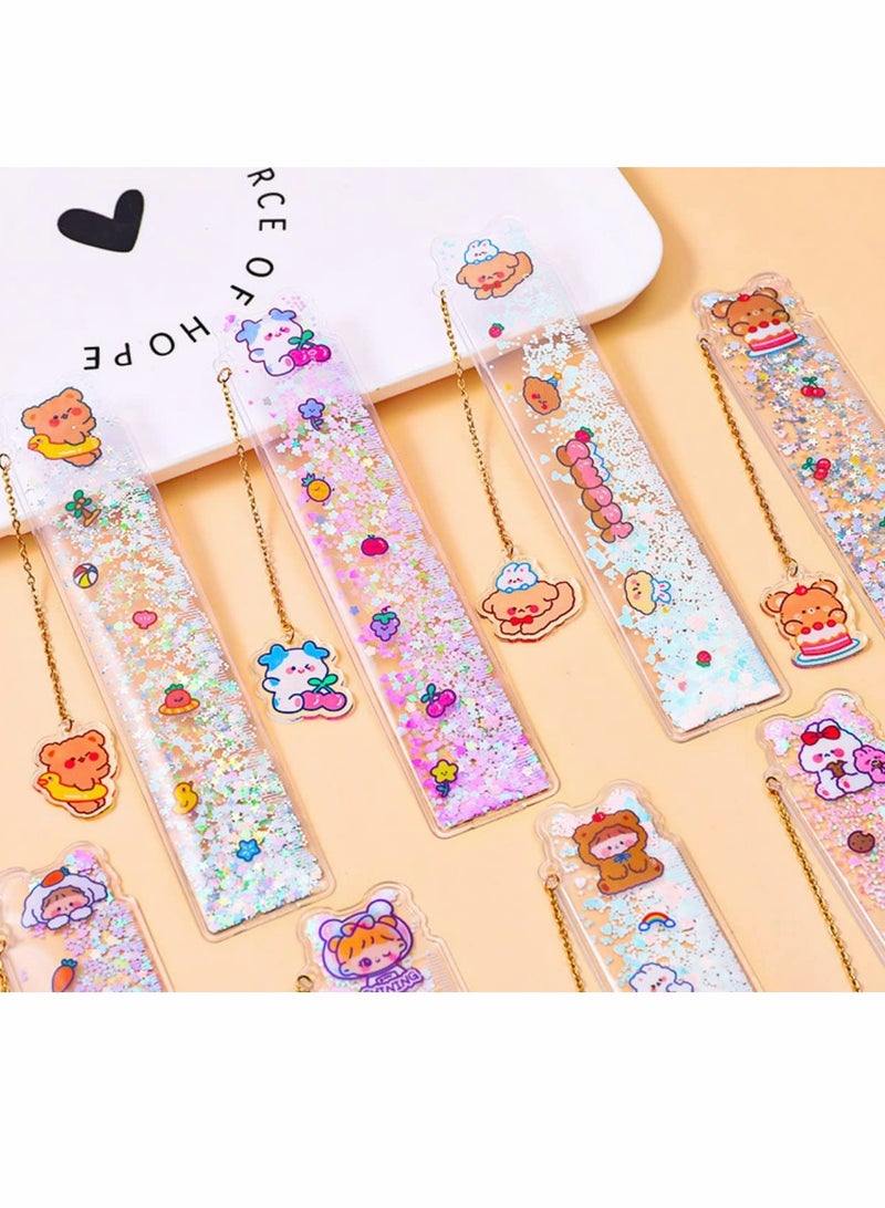 Excefore Bookmarks Scale for Kids, Glitter Scale for School Stationery Items, Scale Ruler Set, Bookmarks for Books, Best Birthday Return Gift _ Pack of 3 – Random Color - Image 1