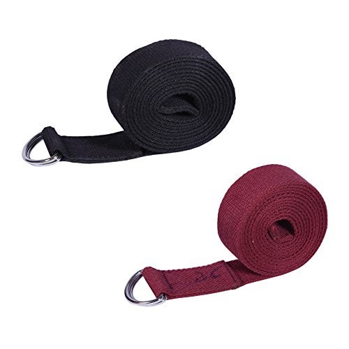 Footmate Yoga Belt for Men and Women Pack Of 2 | Yoga Strap with Extra Safe Adjustable D-Ring Buckle | 8 FT Long Durable and Premium Cotton Stretch Band Use for Yoga, Pilates, Gym, Fitness - Image 2