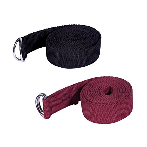 Footmate Yoga Belt for Men and Women Pack Of 2 | Yoga Strap with Extra Safe Adjustable D-Ring Buckle | 8 FT Long Durable and Premium Cotton Stretch Band Use for Yoga, Pilates, Gym, Fitness - Image 1
