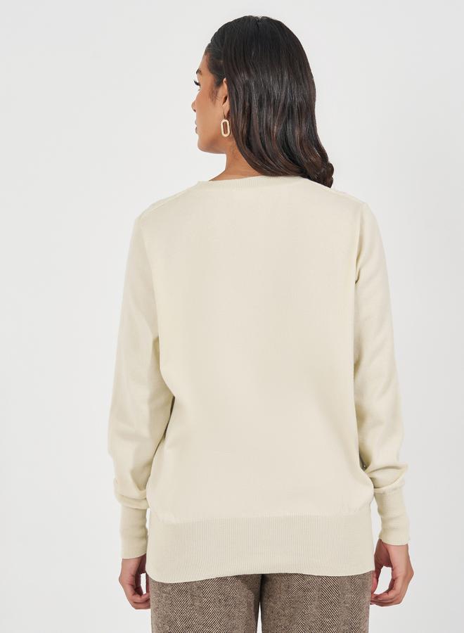 Styli Regular Fit Round Neck Cable Knit Sweater  - Image 4