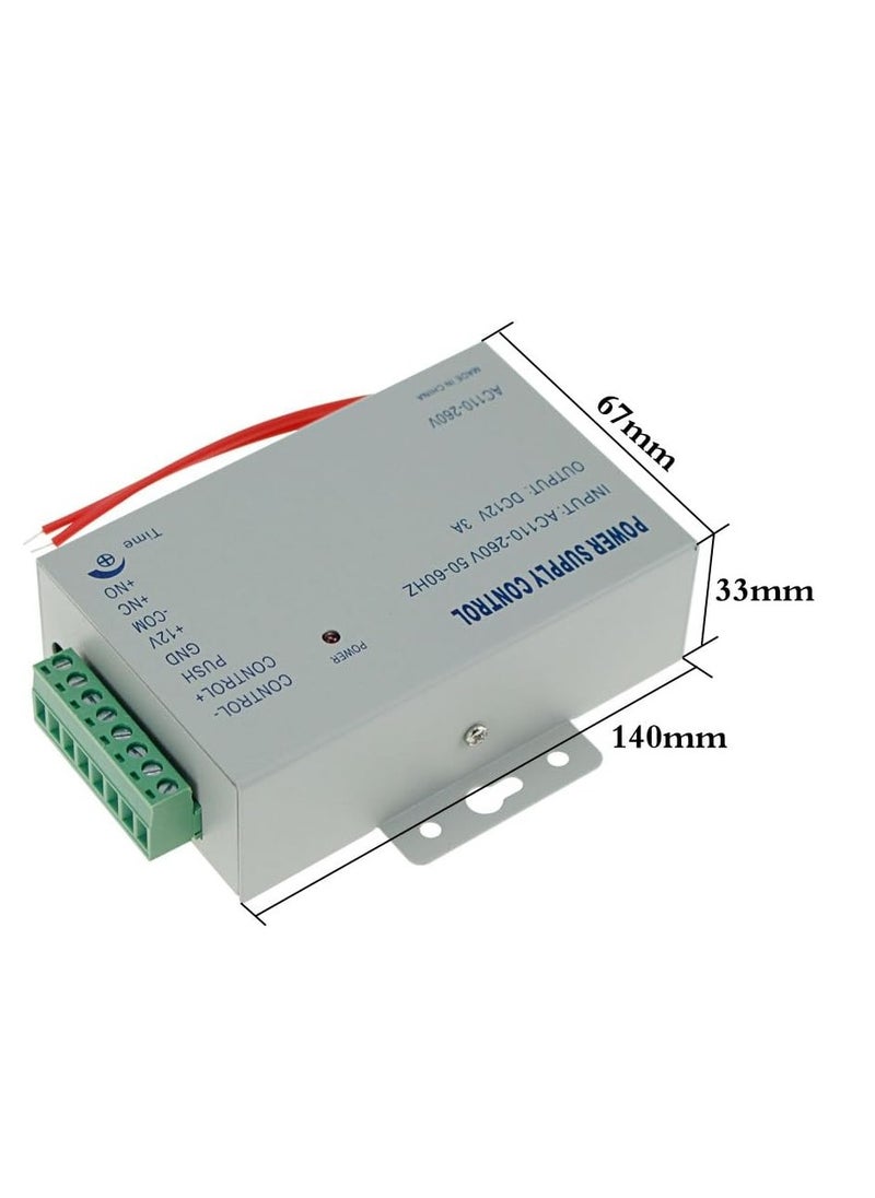 GOMETY Metal Access Control Power Supply Switch Controller DC12V / 3A Output 110-260VAC Input Voltage with Time Delay for All Types of Electronic Lock  - Image 4