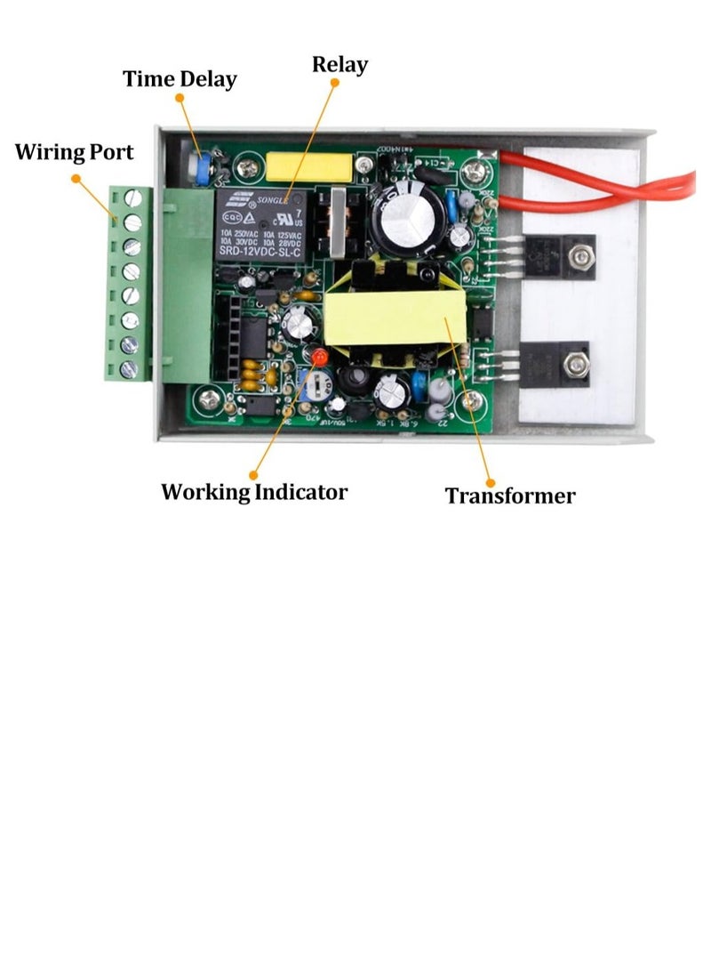 GOMETY Metal Access Control Power Supply Switch Controller DC12V / 3A Output 110-260VAC Input Voltage with Time Delay for All Types of Electronic Lock  - Image 5