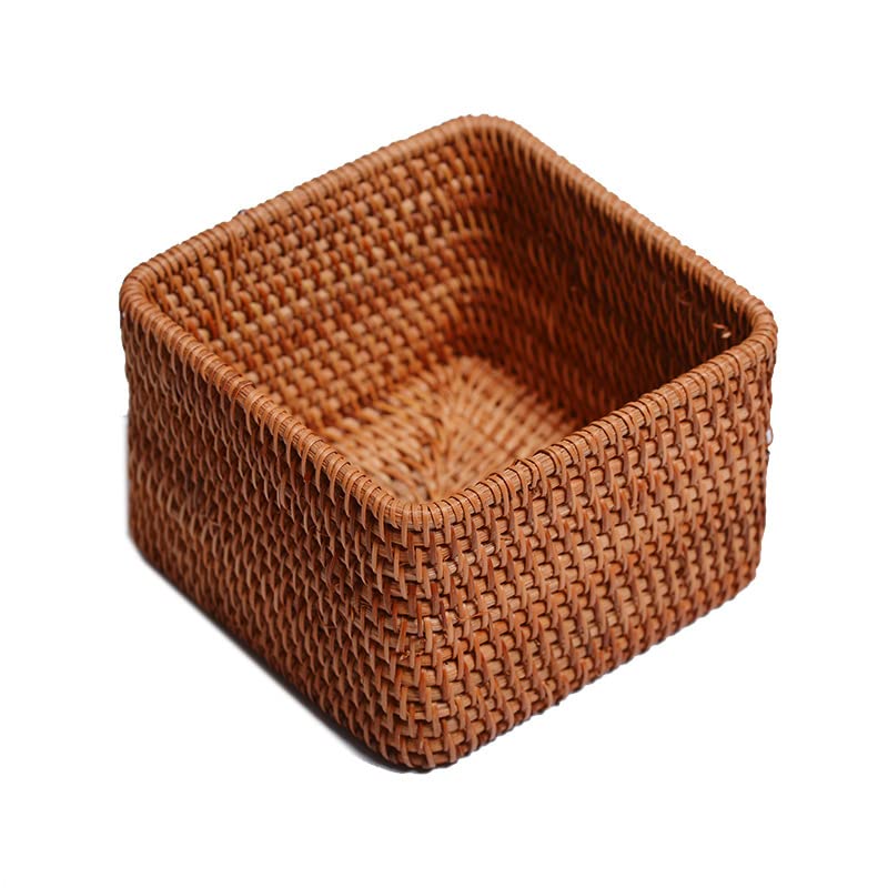 Autumn Rattan Woven Square Fruit Tray Home Decor Accessory Size 14x14x9cm - Image 2