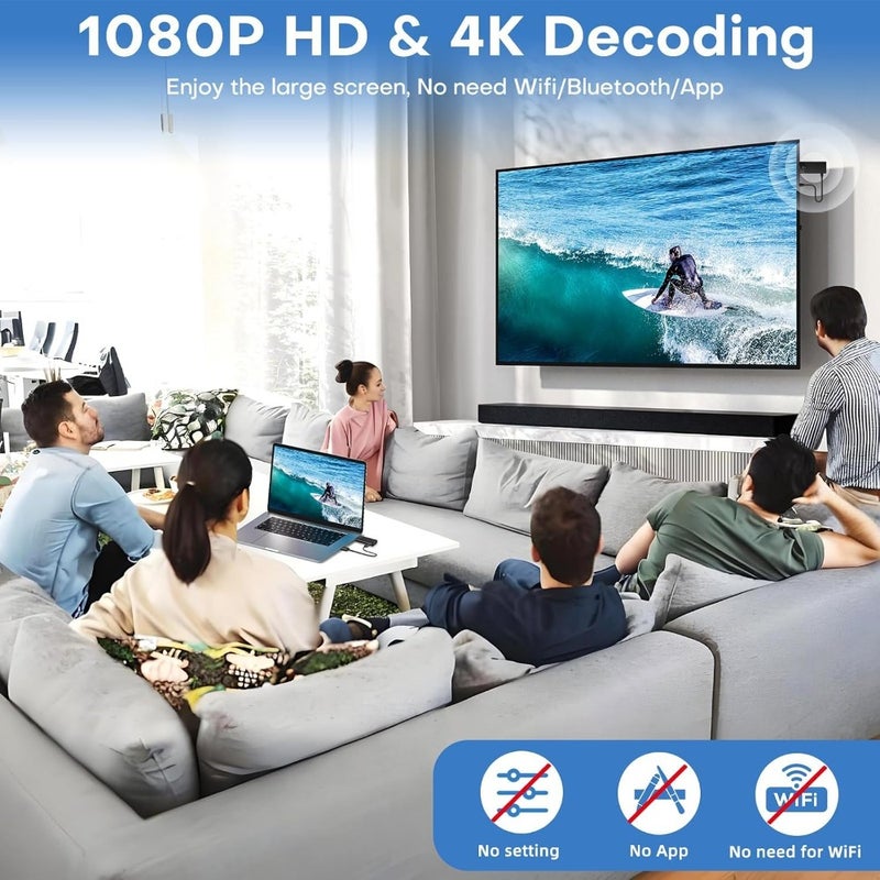 Wireless HDMI Transmitter and Receiver Kit for 1080P HD Video Streaming: 5G Dual Band, Built-in Antenna, 50m Range, Plug-and-Play Extender for Laptop TV Monitor Projector - Image 2