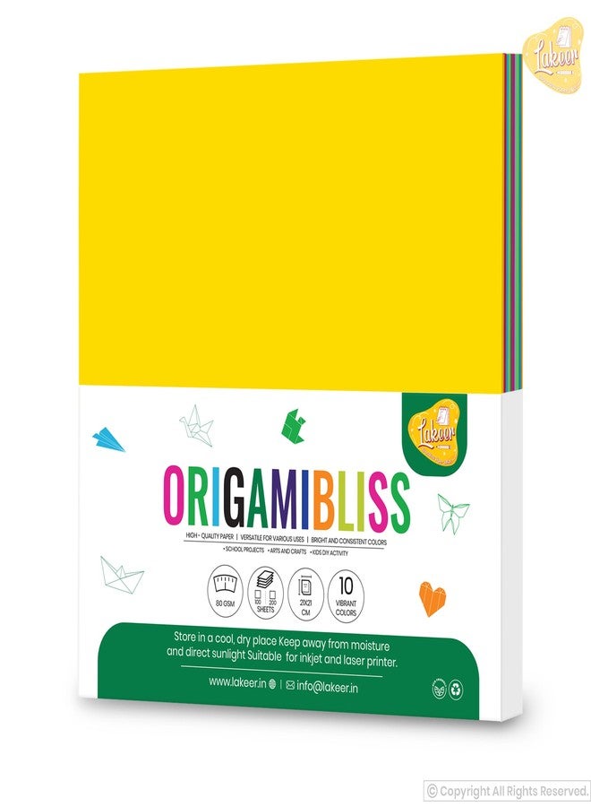 Lakeer Origami Paper, Bright Colours -21cm X 21cm, Pack of 200 Sheets, Square Origami Paper for Origami, Scrapbooking, Hobby Crafts, Project Work etc. - Image 2