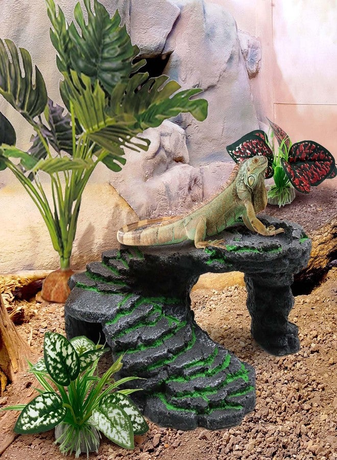 Moonorange Reptile Artificial Plants, Terrarium Plants Decorations Supplies, Aquarium Fish Tank Plant, Amphibian Habitat Hideout Tank Accessories(L Set-3pcs/A) - Image 3