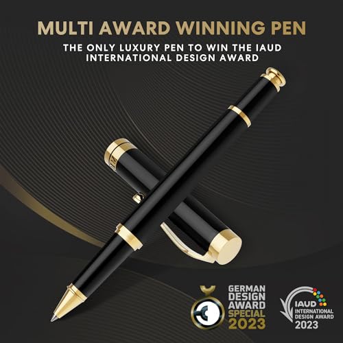 Miscoos Luxury Rollerball Pens Smooth Writing Miscoos Nice Pens for Men & Women Gift Pen Set for Executive Office,Professional,Graduation Fancy Pens with 1 Black Ink Refills (Black2) - Image 2