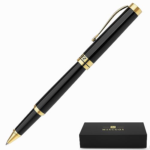Miscoos Luxury Rollerball Pens Smooth Writing Miscoos Nice Pens for Men & Women Gift Pen Set for Executive Office,Professional,Graduation Fancy Pens with 1 Black Ink Refills (Black2) - Image 3