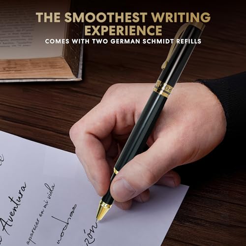 Miscoos Luxury Rollerball Pens Smooth Writing Miscoos Nice Pens for Men & Women Gift Pen Set for Executive Office,Professional,Graduation Fancy Pens with 1 Black Ink Refills (Black2) - Image 4