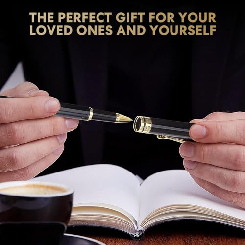 Miscoos Luxury Rollerball Pens Smooth Writing Miscoos Nice Pens for Men & Women Gift Pen Set for Executive Office,Professional,Graduation Fancy Pens with 1 Black Ink Refills (Black2) - Image 5
