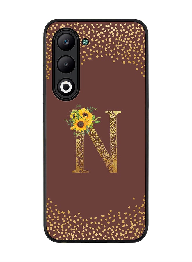 Stylizedd For Oppo A5 5G / A5 4G Case,Slim fit Camera Protection, Shockproof Thin Phone cover  - Custom Floral Monogram - N  (Brown )