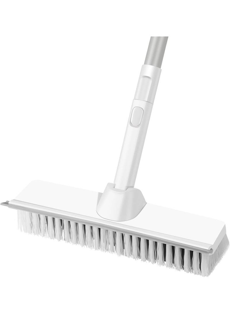 Zikra Floor Scrubbing Brush, 2-in-1 Floor Scrub Brush with Long Handle, 9 INCH Stiff Bristle Brush with Squeegee for Bathroom Shower Indoor Cleaning, Deck Scrubber(124CM/48.8IN) - Image 1
