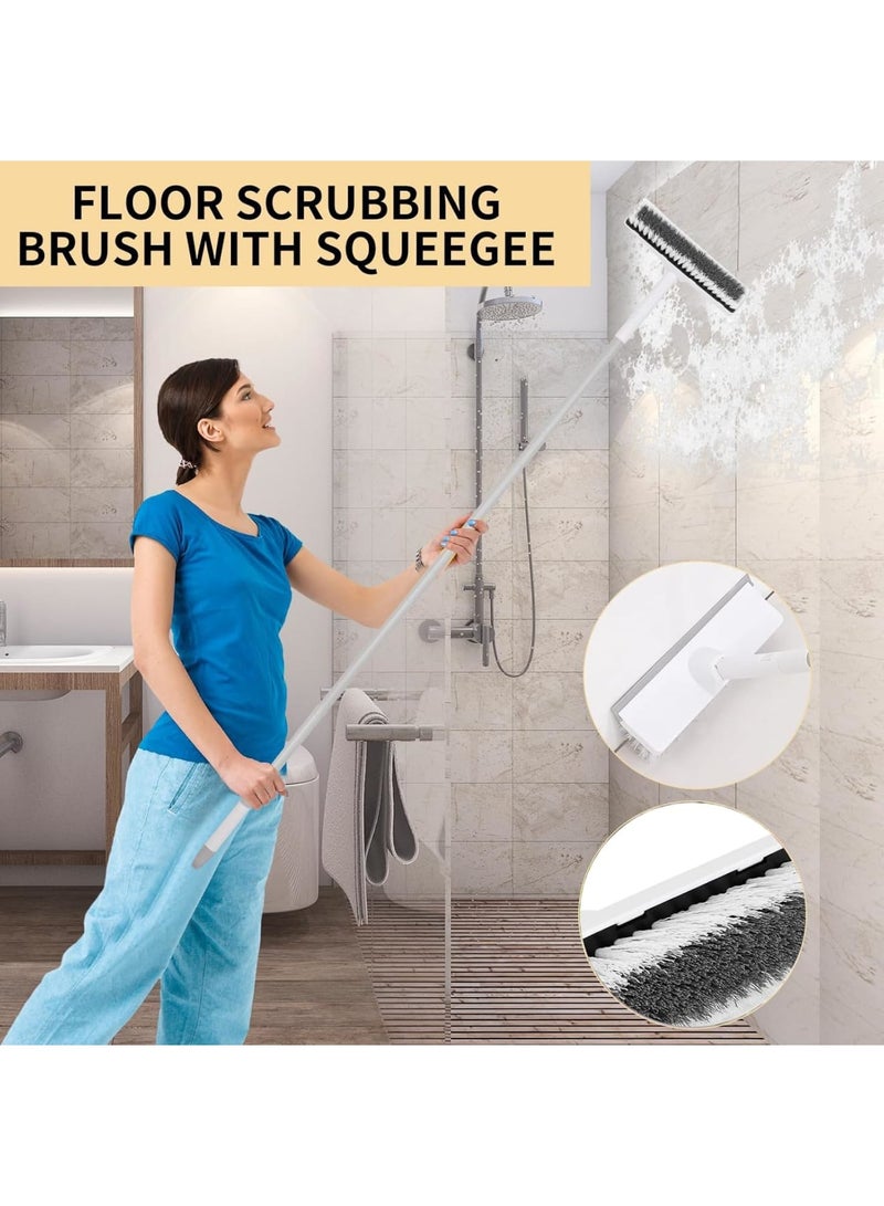 Zikra Floor Scrubbing Brush, 2-in-1 Floor Scrub Brush with Long Handle, 9 INCH Stiff Bristle Brush with Squeegee for Bathroom Shower Indoor Cleaning, Deck Scrubber(124CM/48.8IN) - Image 3