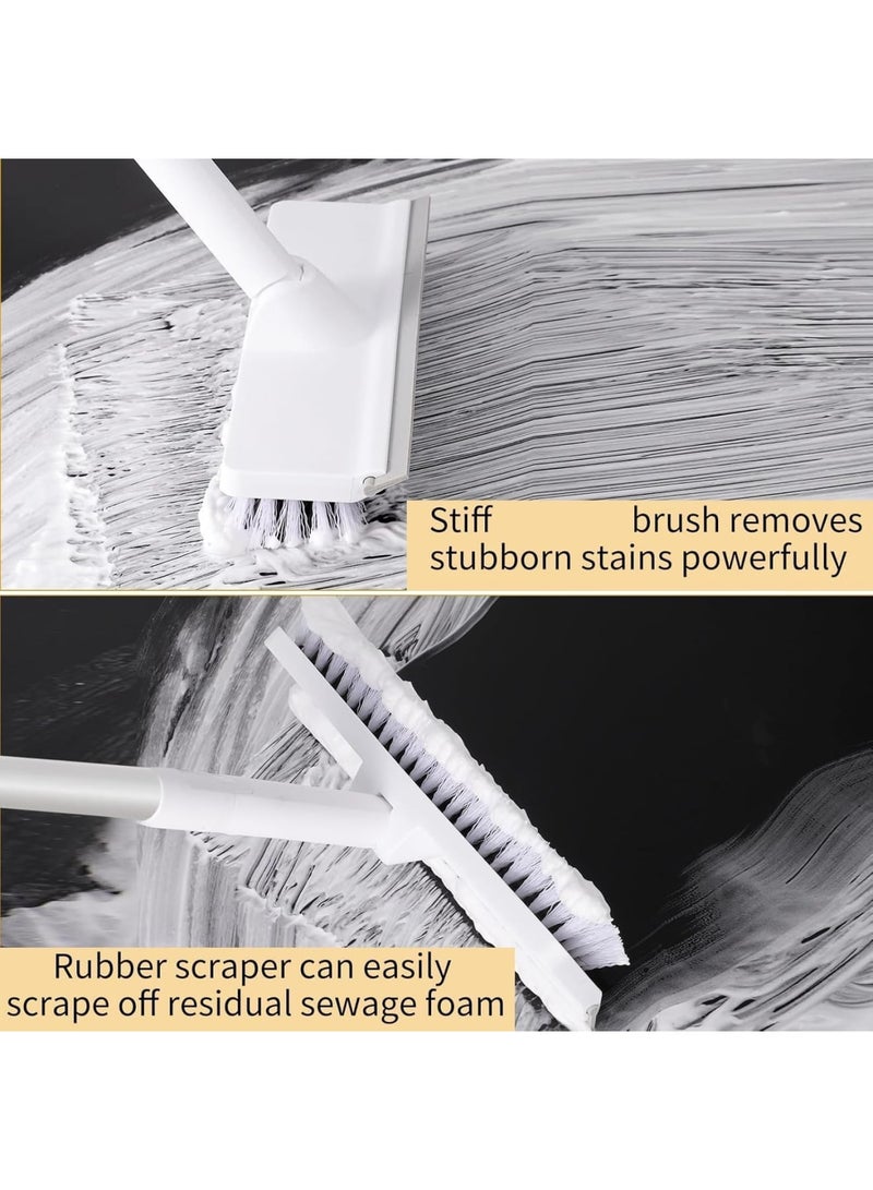 Zikra Floor Scrubbing Brush, 2-in-1 Floor Scrub Brush with Long Handle, 9 INCH Stiff Bristle Brush with Squeegee for Bathroom Shower Indoor Cleaning, Deck Scrubber(124CM/48.8IN) - Image 2