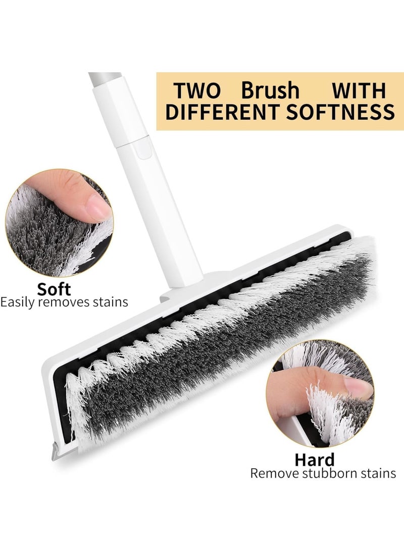 Zikra Floor Scrubbing Brush, 2-in-1 Floor Scrub Brush with Long Handle, 9 INCH Stiff Bristle Brush with Squeegee for Bathroom Shower Indoor Cleaning, Deck Scrubber(124CM/48.8IN) - Image 5