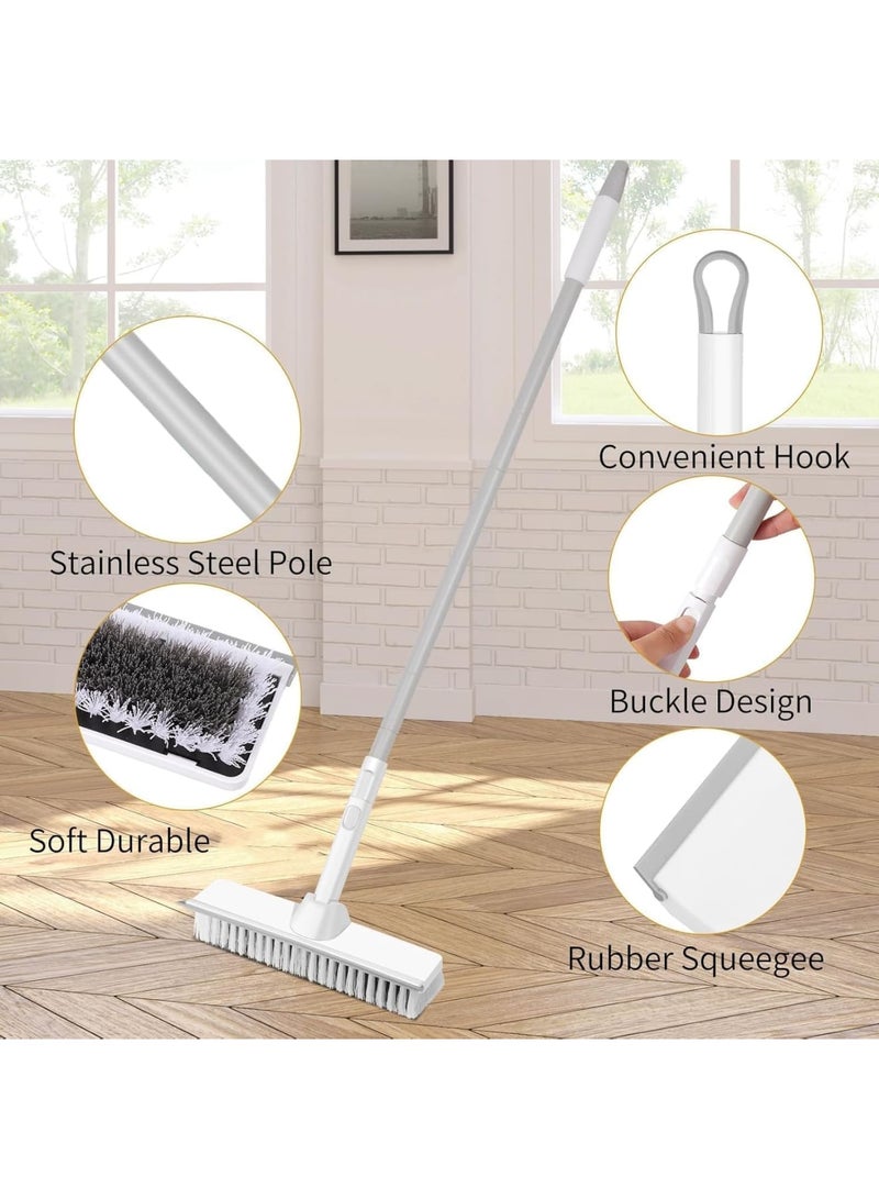 Zikra Floor Scrubbing Brush, 2-in-1 Floor Scrub Brush with Long Handle, 9 INCH Stiff Bristle Brush with Squeegee for Bathroom Shower Indoor Cleaning, Deck Scrubber(124CM/48.8IN) - Image 4