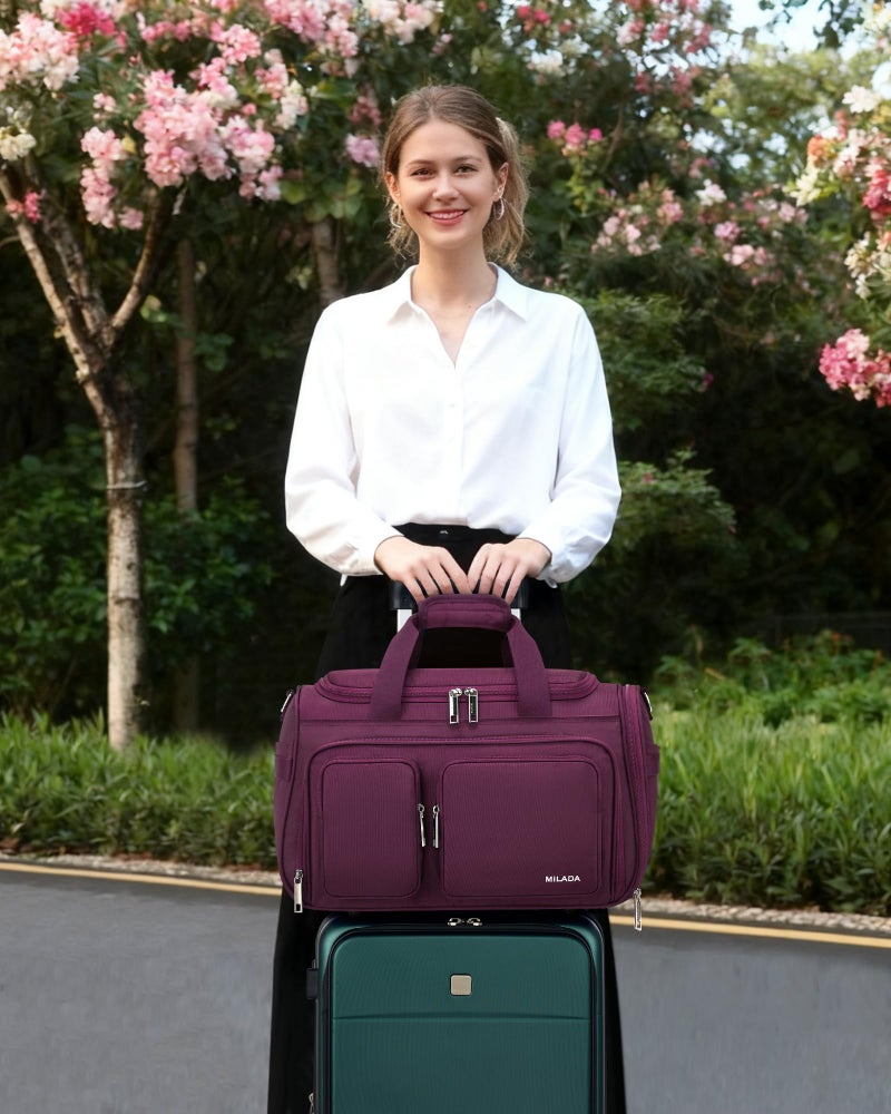 MILADA Underseat Carry On Luggage Bags for Travel Lightweight Foldable Carry On Bags for Airplanes Small Duffle Bag for Men Women TSA Approved Underseat Bag Travel Tote Bags, Purple - Image 5
