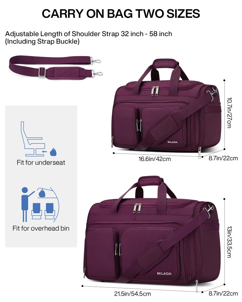 MILADA Underseat Carry On Luggage Bags for Travel Lightweight Foldable Carry On Bags for Airplanes Small Duffle Bag for Men Women TSA Approved Underseat Bag Travel Tote Bags, Purple - Image 2