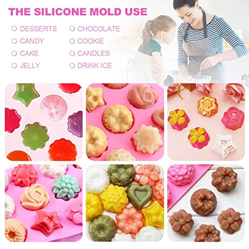 Oligitdi Silicone 12-Cavity Flower Mixed Cupcake Baking Muffin Mould - Pink - Image 3