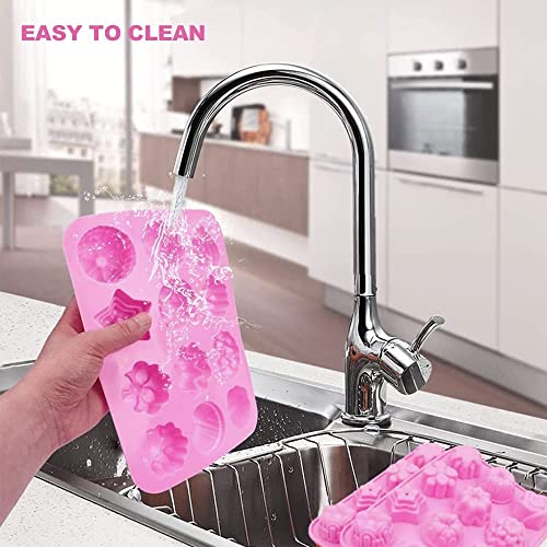 Oligitdi Silicone 12-Cavity Flower Mixed Cupcake Baking Muffin Mould - Pink - Image 4
