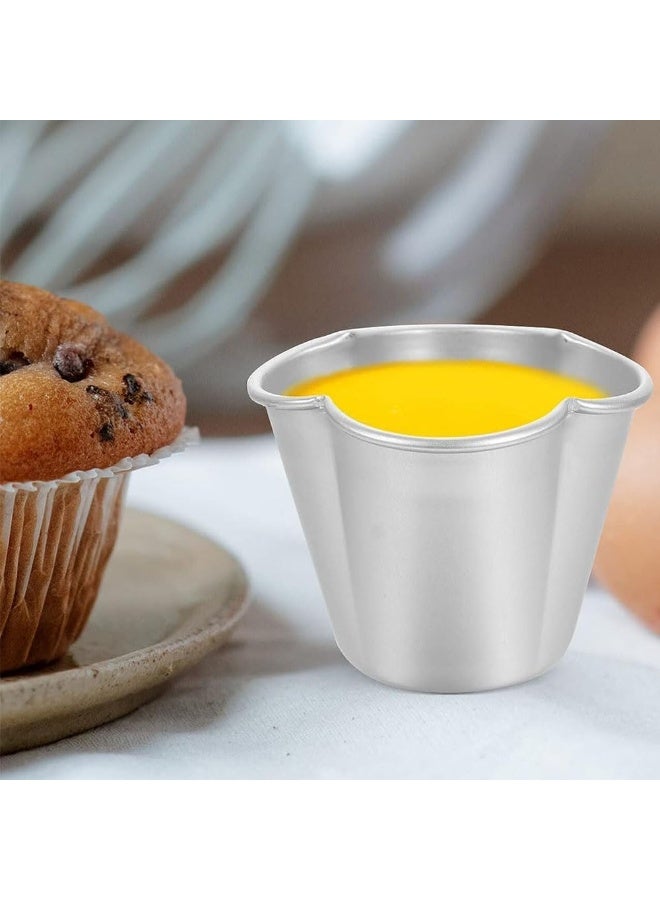 JZS Pudding Cup Mold, 10 Pcs Individual Molds Egg Tart Molds Reusable Pudding Cups Chocolate Molten Pans Aluminum Cupcake Cake Cookie Mold (Flower) - Image 5