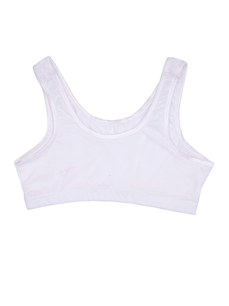 DChica Essentials Girl's Synthetic Non-Padded Wire Free Sports Bra (DCBR6316/xxs_White_10 Years-12 Years) - Image 5