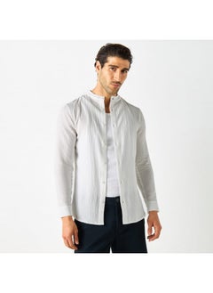 Iconic Iconic Textured Shirt with Mandarin Collar and Long Sleeves  - Image 1