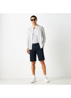 Iconic Iconic Textured Shirt with Mandarin Collar and Long Sleeves  - Image 2